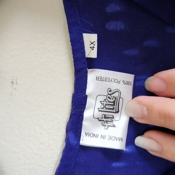 Hi Lites Women's 4X button front hooded semi sheer swimsuit coverup blue printed - Picture 5 of 8